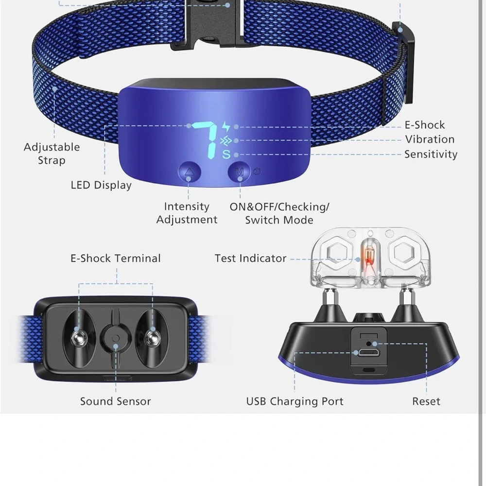 Bark Collar for Dogs,Rechargeable Training Collar with‎ 7 Adjustable Sensitivity